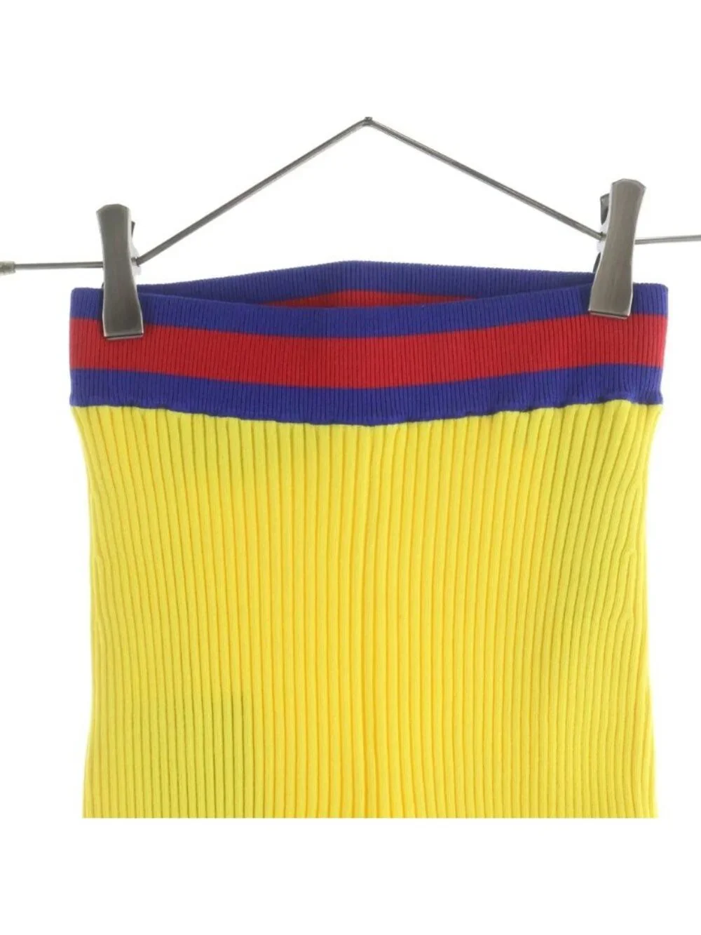 Gucci Stretch Viscose Short Knit Web Stripe Pants Yellow